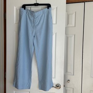 Abercrombie & Fitch The A&F Linen Collection Wide Leg Light Blue Pants 32 Short
